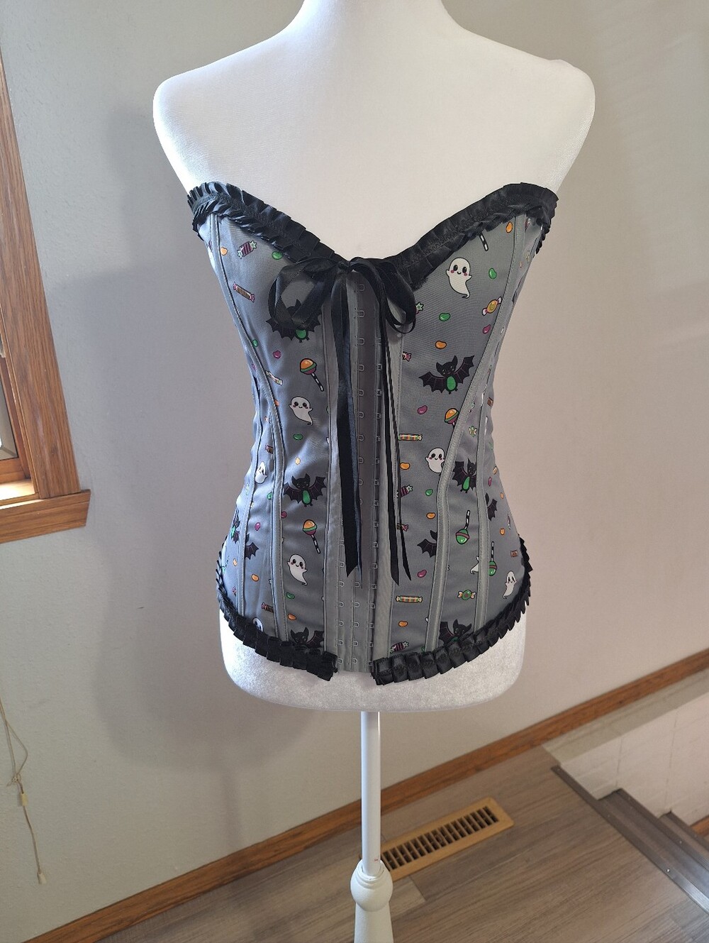 Little For Big Lace Up Sexy Corset Bats Ghosts Candy Cosplay Costume XS